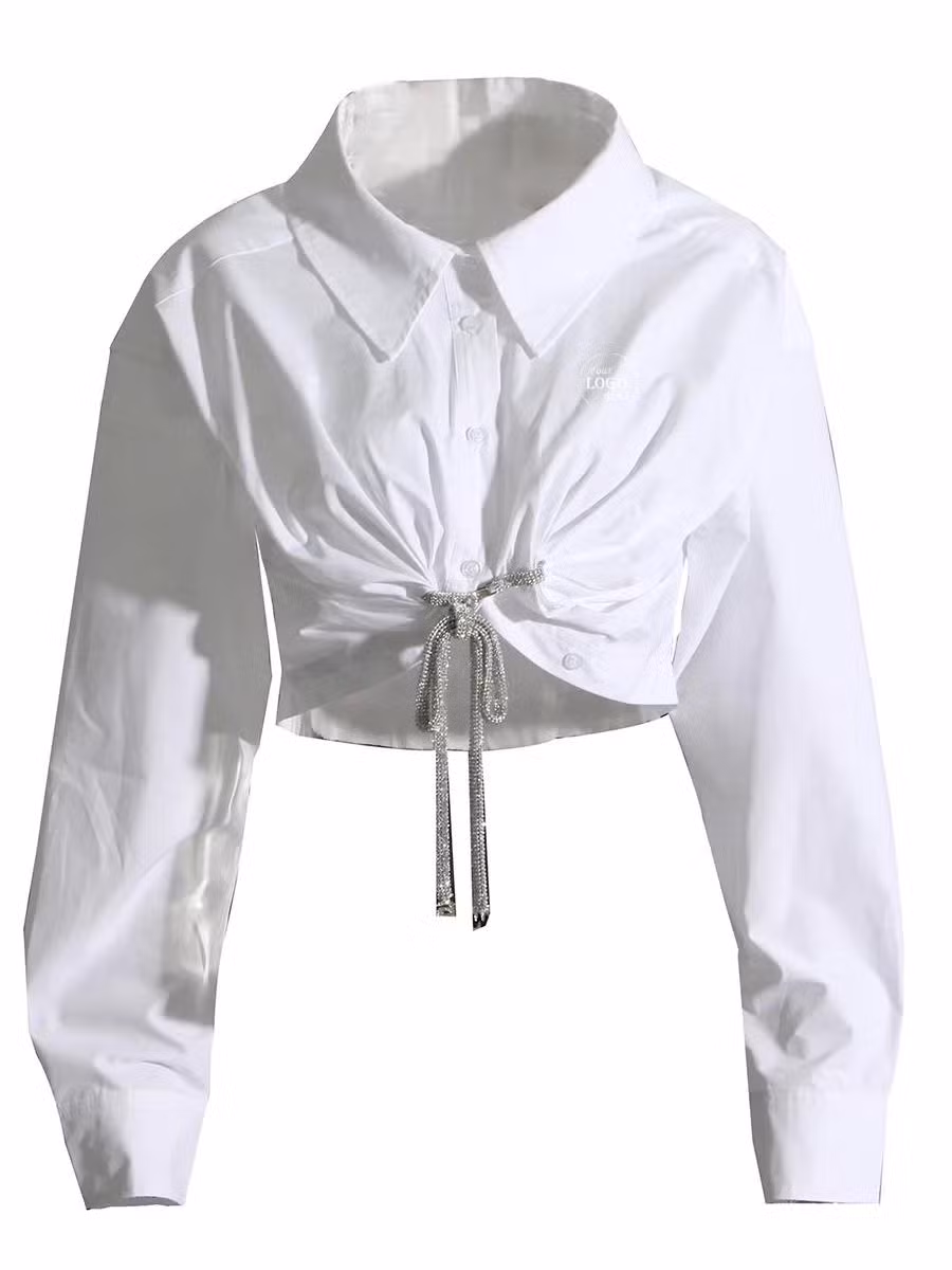 Best Selling Cotton Spandex Blouse Long Sleeve Button Down Blue Stripe Casual Work Shirt for Women