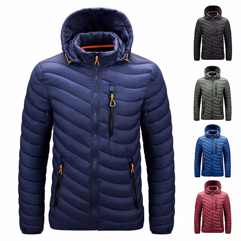 Custom Logo Warm Bubble Waterproof Windproof Men Winter Hooded Quilted Down Coats Cotton Padded Puffer Jacket