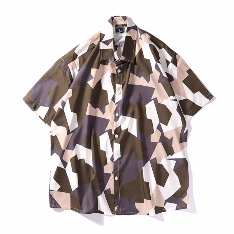 Factory Supplier Custom Made Cotton Holiday Beach Button Rayon Shirt Men