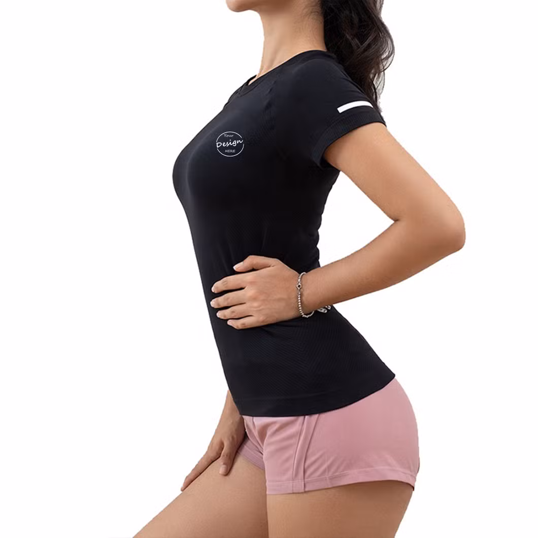 Custom Women Anti Shrink Fitness Sport Short Sleeves Tshirts Plus Size Dark Grey Blank Tshirt for Women