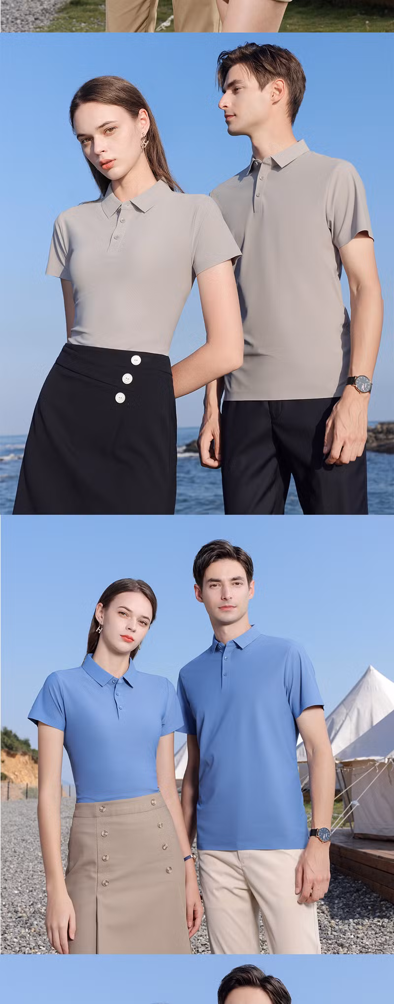 Summer Custom Size Black White Color Men Fashion Short Sleeved Cotton Garment Polo Golf Shirts