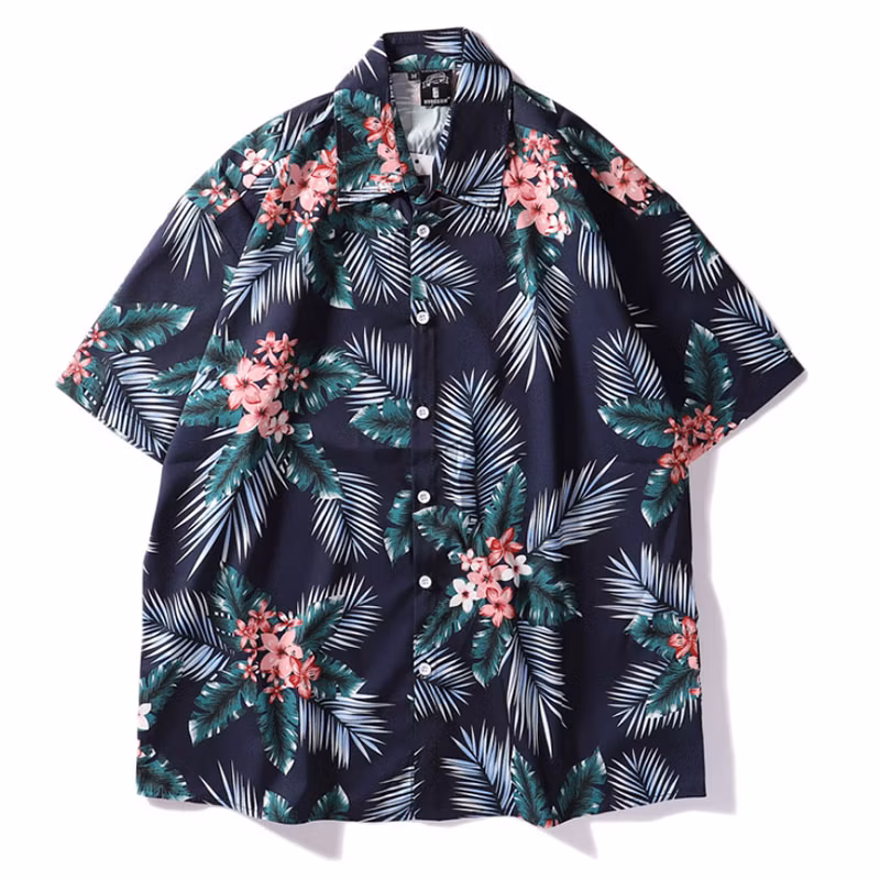 Factory Supplier Custom Made Cotton Holiday Beach Button Rayon Shirt Men