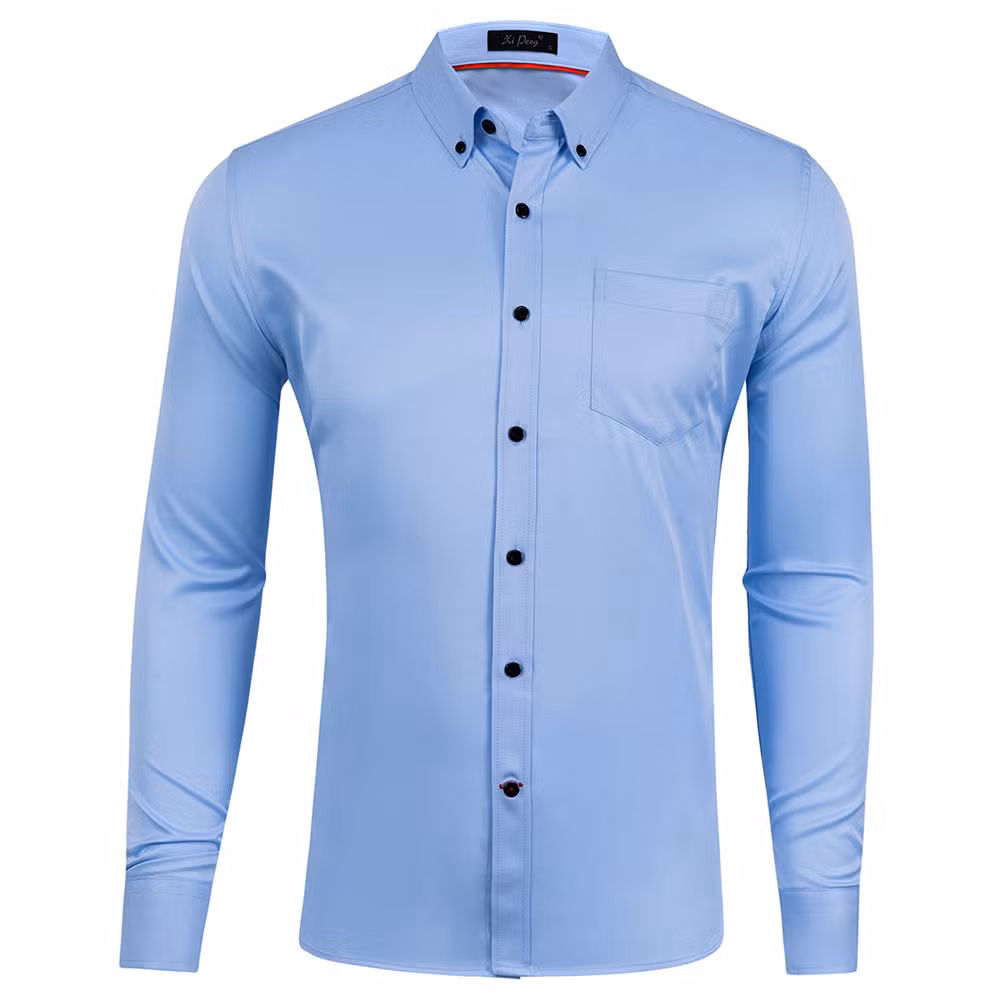 Hot Sale Business Men Shirt Heavy-Duty Stretch Custom Slim Fit Casual Long Sleeve Solid Color Men&prime; S Dress Shirts