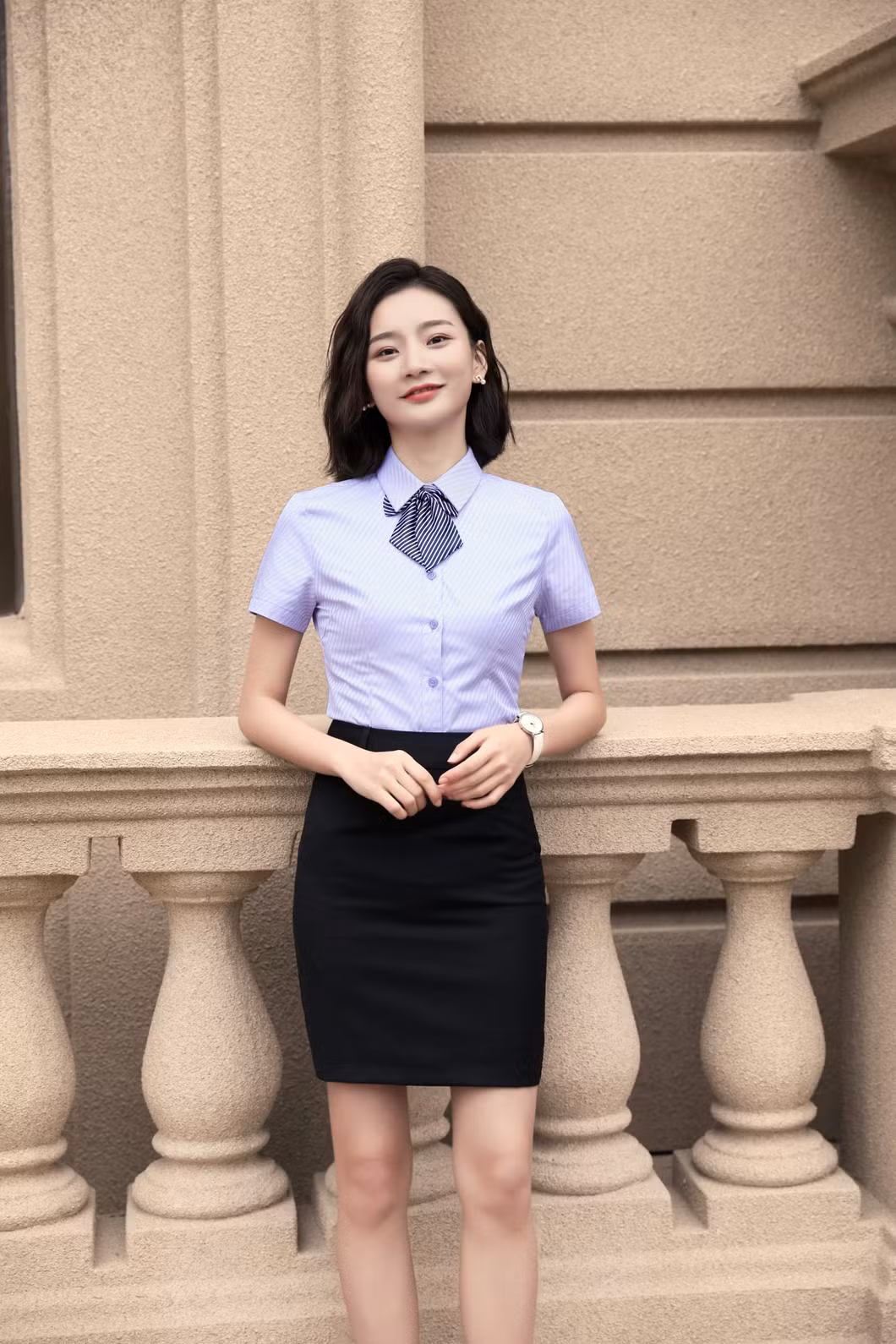 129-1822# Men&rsquor; S and Women&rsquor; S Slim-Fit Purple Twill CVC Short-Sleeved Shirt