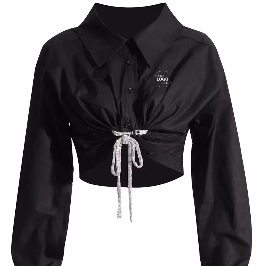 Best Selling Cotton Spandex Blouse Long Sleeve Button Down Blue Stripe Casual Work Shirt for Women