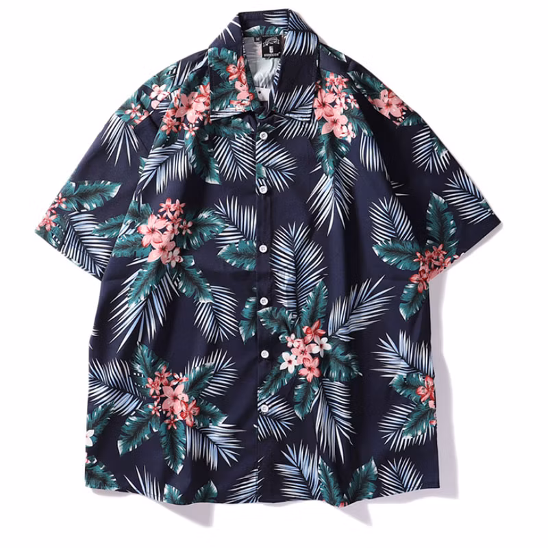 Factory Supplier Custom Made Cotton Holiday Beach Button Rayon Shirt Men