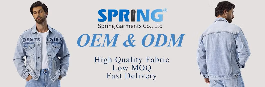 Custom Ripped Design Outerwear Denim Fabric Motorcycle Jeans Jackets for Men