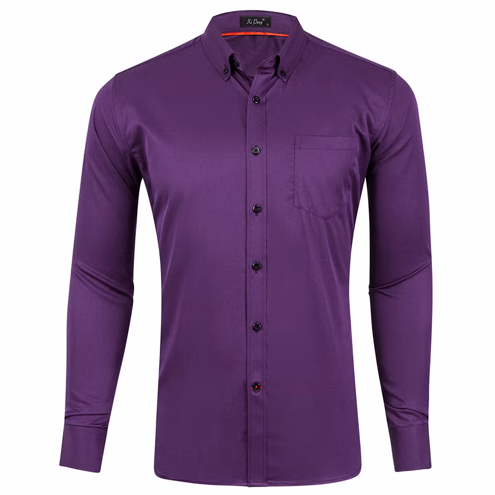 Hot Sale Business Men Shirt Heavy-Duty Stretch Custom Slim Fit Casual Long Sleeve Solid Color Men&prime; S Dress Shirts