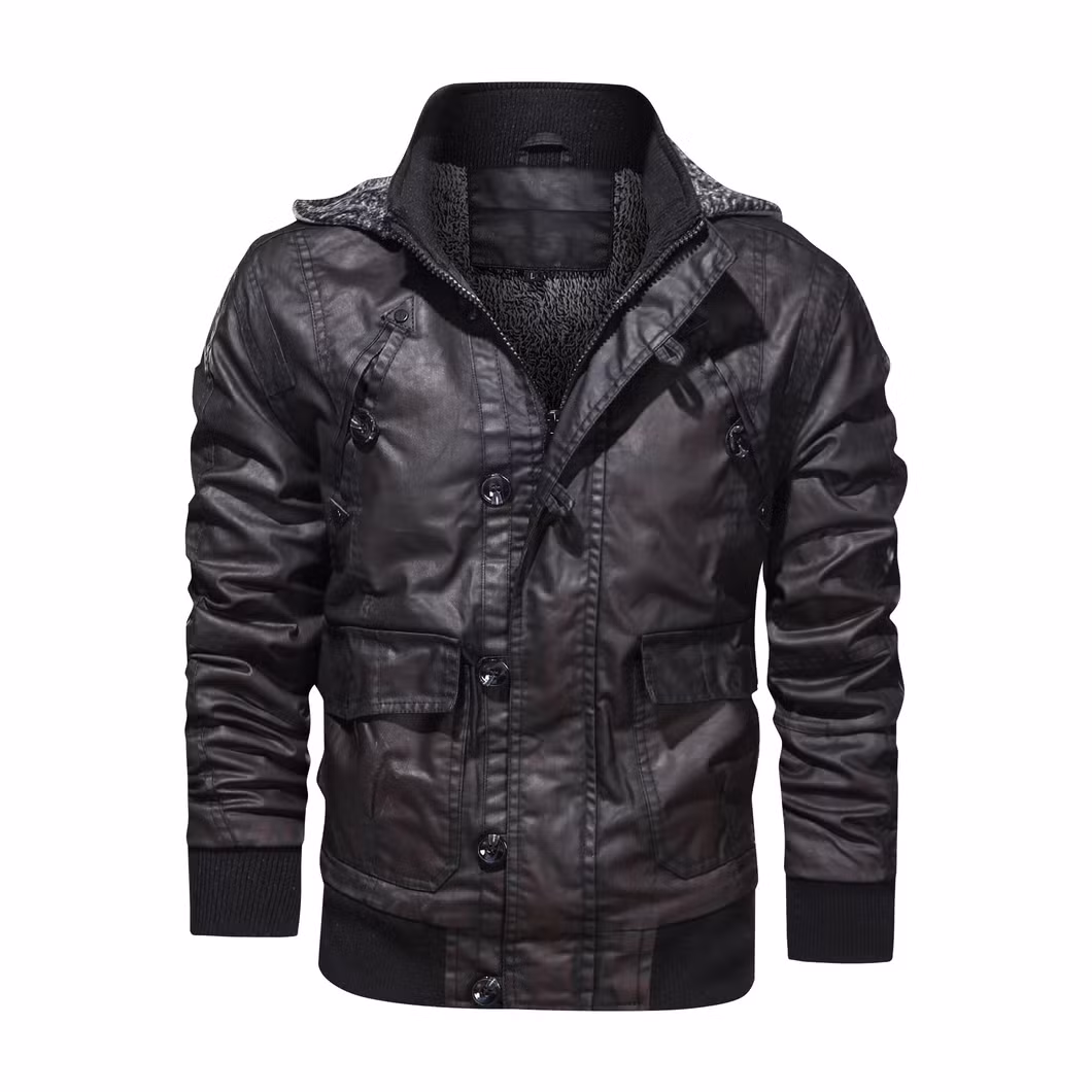 Asiapo China Factory Men&prime;s Shooting Moto Biker Racer Bomber PU Leather Jacket