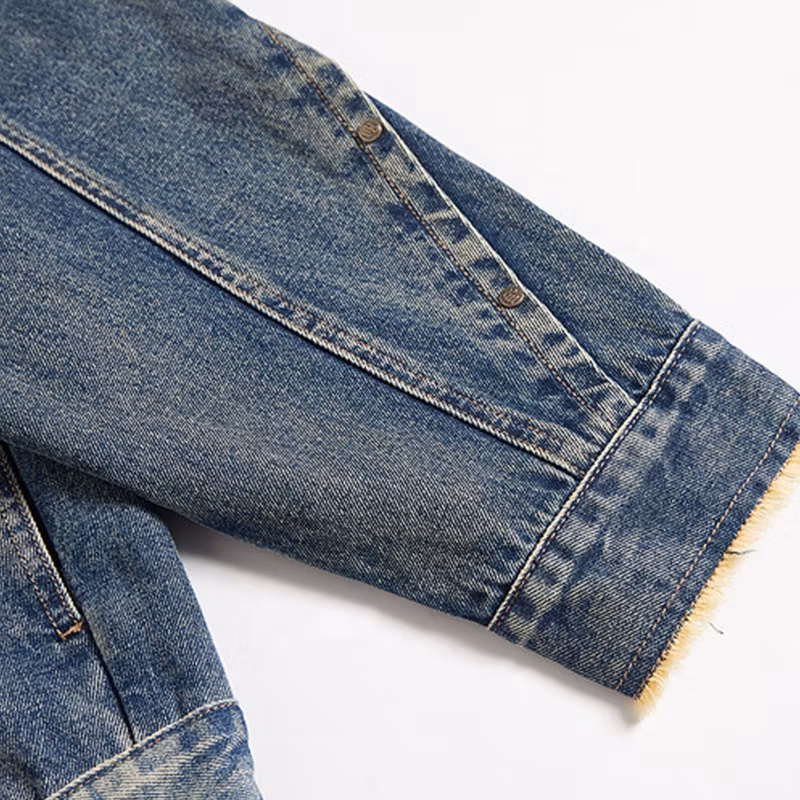 Custom Designer Luxury Denim Jackets High Quality with Pockets Distressed Cropped Raw Blue Jean Jacket for Men