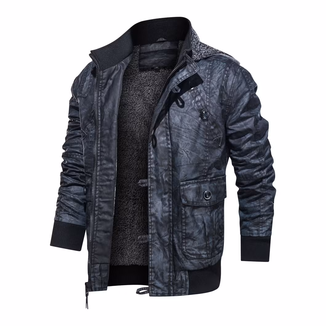 Asiapo China Factory Men&prime;s Shooting Moto Biker Racer Bomber PU Leather Jacket