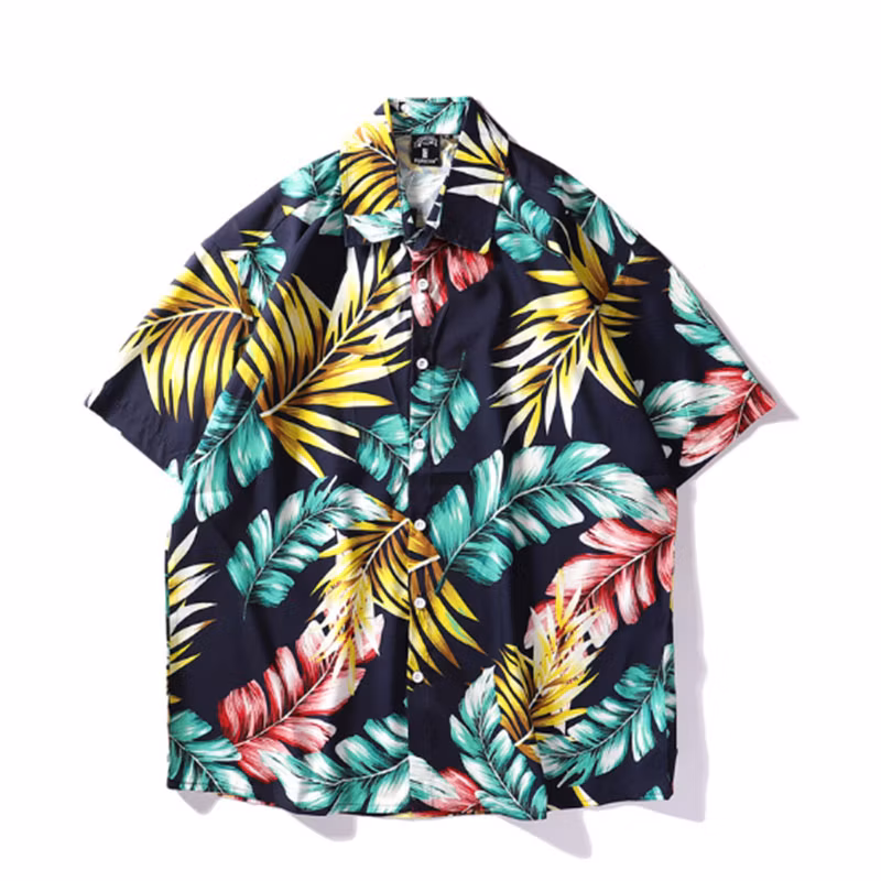 Factory Supplier Custom Made Cotton Holiday Beach Button Rayon Shirt Men