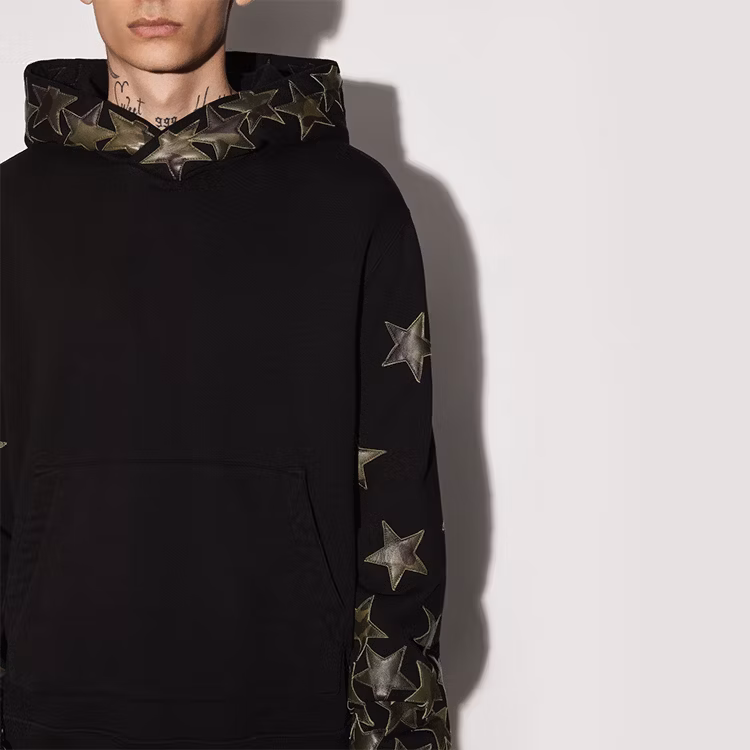 Custom Embroidery Stars Leather Patches Hoodie