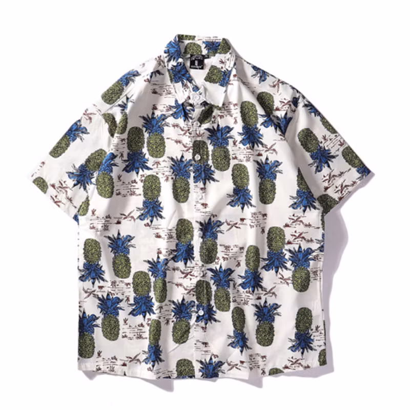 Factory Supplier Custom Made Cotton Holiday Beach Button Rayon Shirt Men