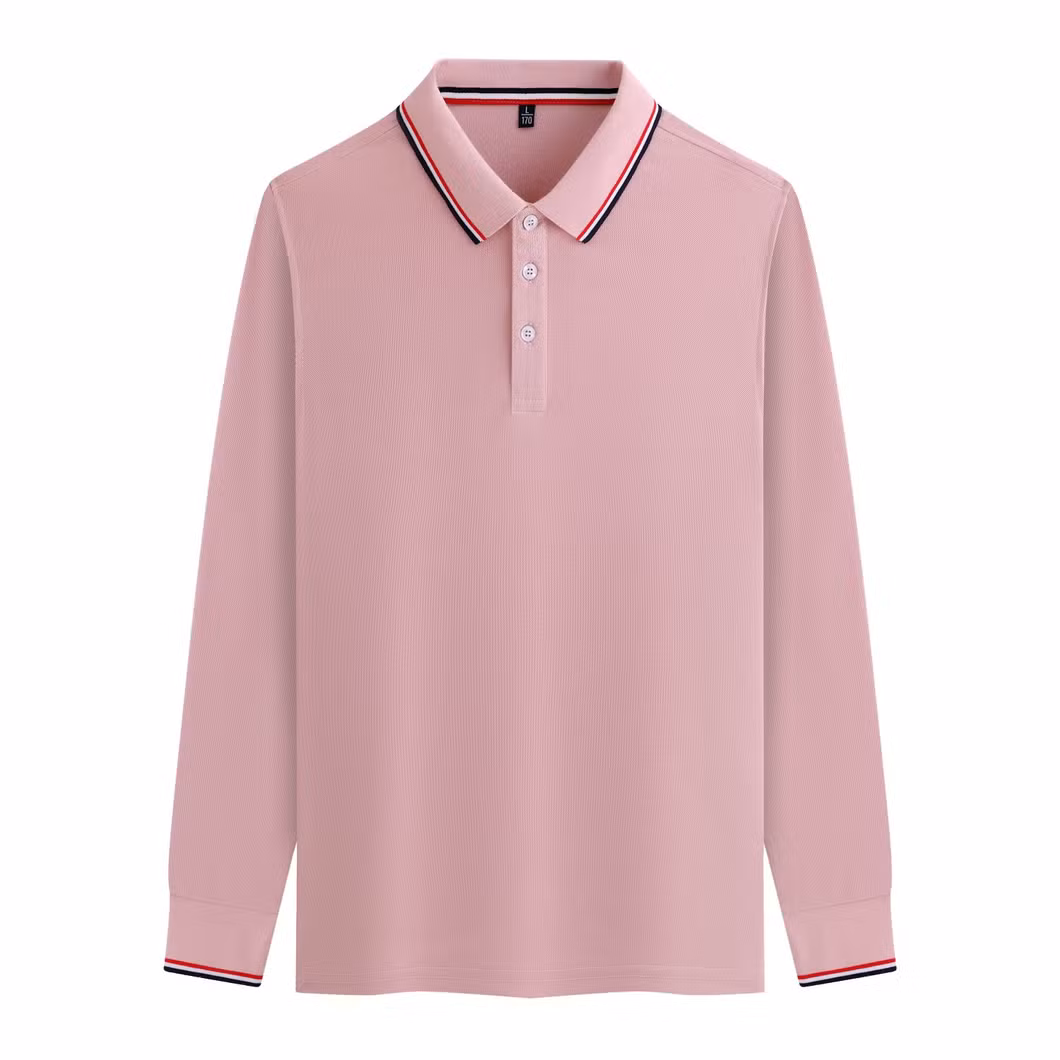 Autumn Color Collar Seaweed Cotton Color Matching Lapel Long Sleeve Polo Shirt