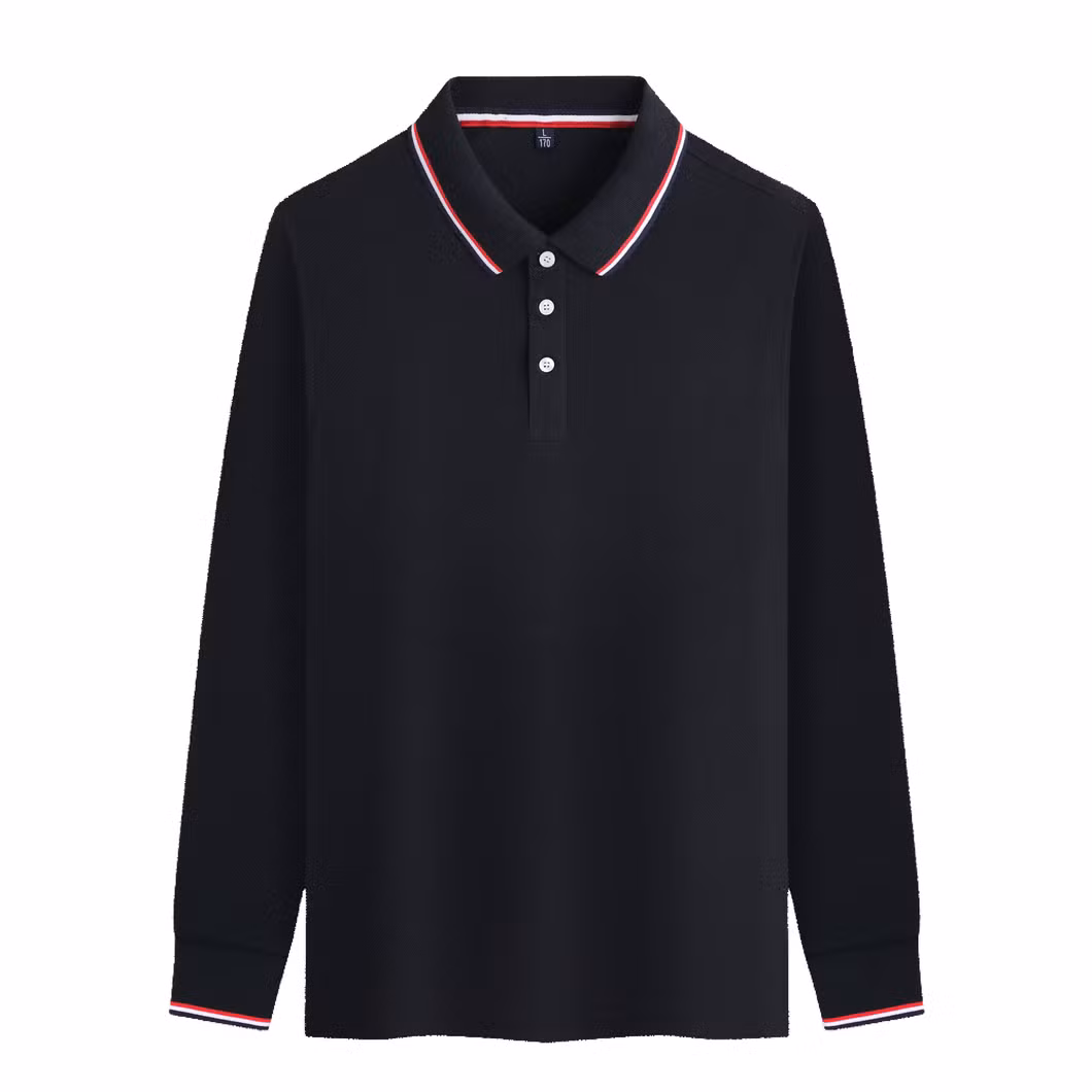 Autumn Color Collar Seaweed Cotton Color Matching Lapel Long Sleeve Polo Shirt