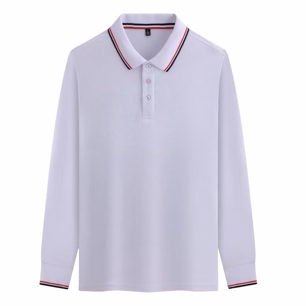 Autumn Color Collar Seaweed Cotton Color Matching Lapel Long Sleeve Polo Shirt