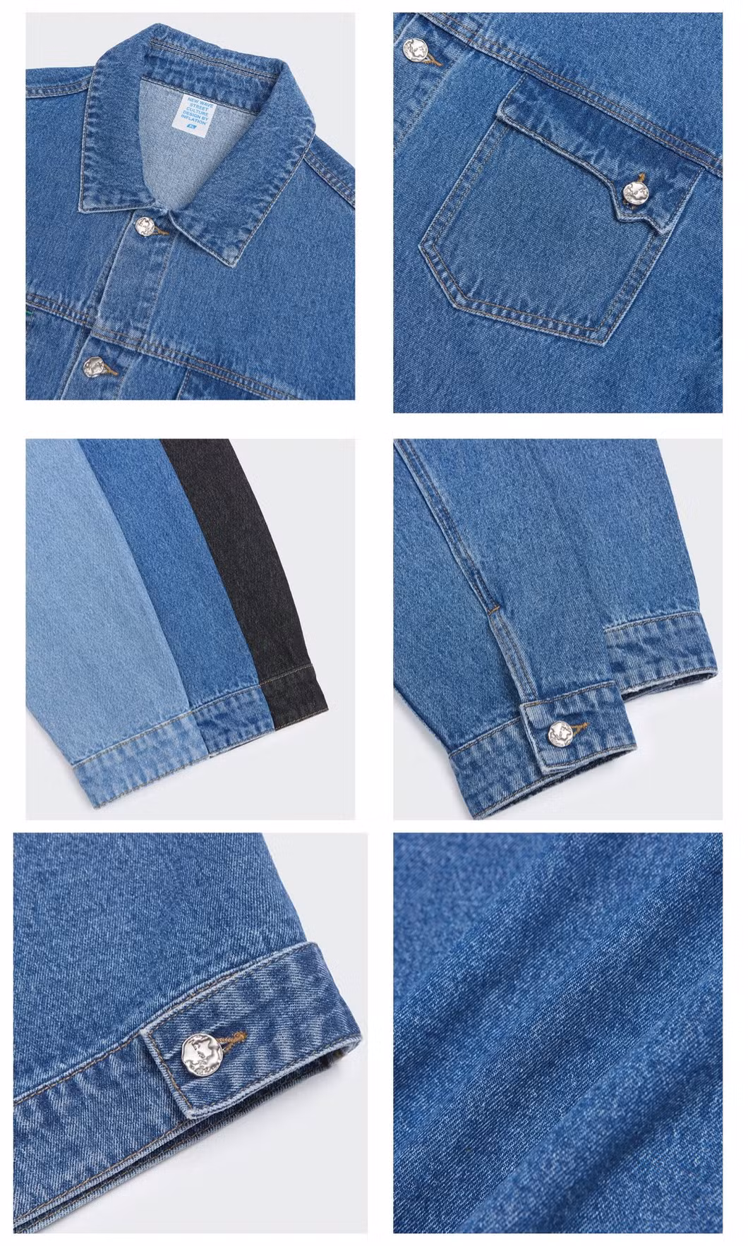 Spring Style 90%Cotton Vintage Water Washed Casual Long Sleeve Turn-Down Collar Outdoor Denim Jacket