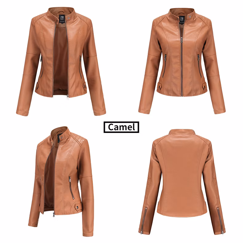 Women Faux Leather Coat Soft Shell Jacket Women&prime;s Trench Coats Modern Women Clothing Biker Jackets Woth Faux Fur Winter Outwear