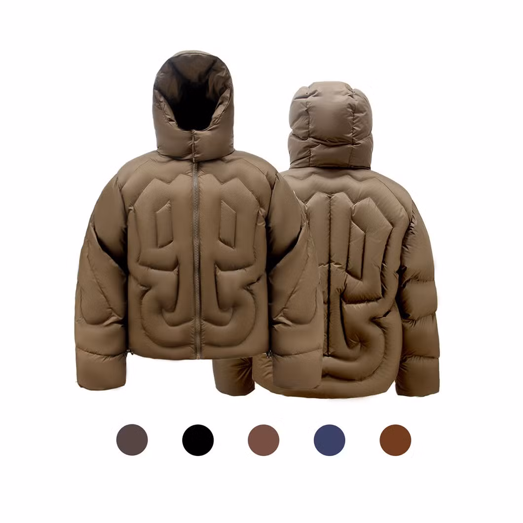 Winter White Duck Down Coat Custom Heavy Men&prime;s Puffer Jacket Oversized Thick 100%Nylon Warm Quilted Bubble Padded Jacket with Hoody