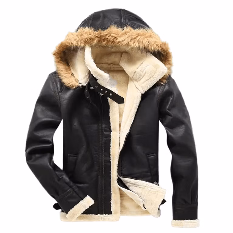 Winter Windproof Hooded Fleece Men&prime;s Jacket Leather Waterproof Casual Jacket Wholesale Customized Men&prime;s Outdoor Jacket