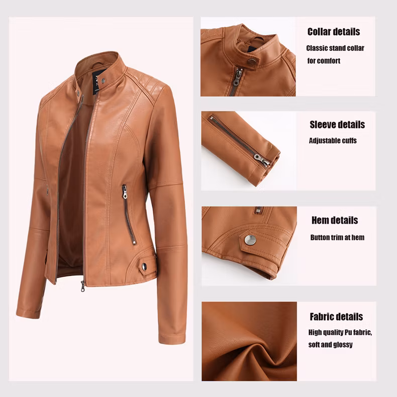 Women Faux Leather Coat Soft Shell Jacket Women&prime;s Trench Coats Modern Women Clothing Biker Jackets Woth Faux Fur Winter Outwear