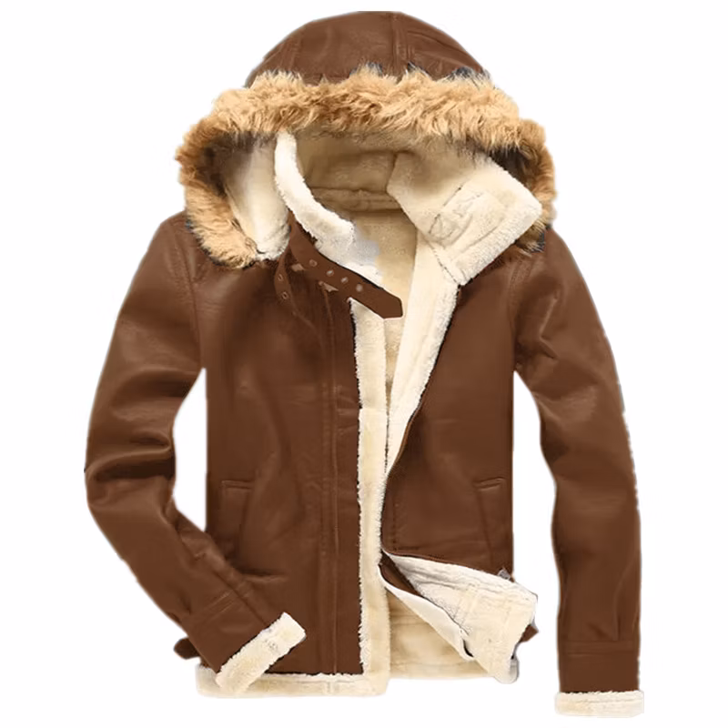 Winter Windproof Hooded Fleece Men&prime;s Jacket Leather Waterproof Casual Jacket Wholesale Customized Men&prime;s Outdoor Jacket