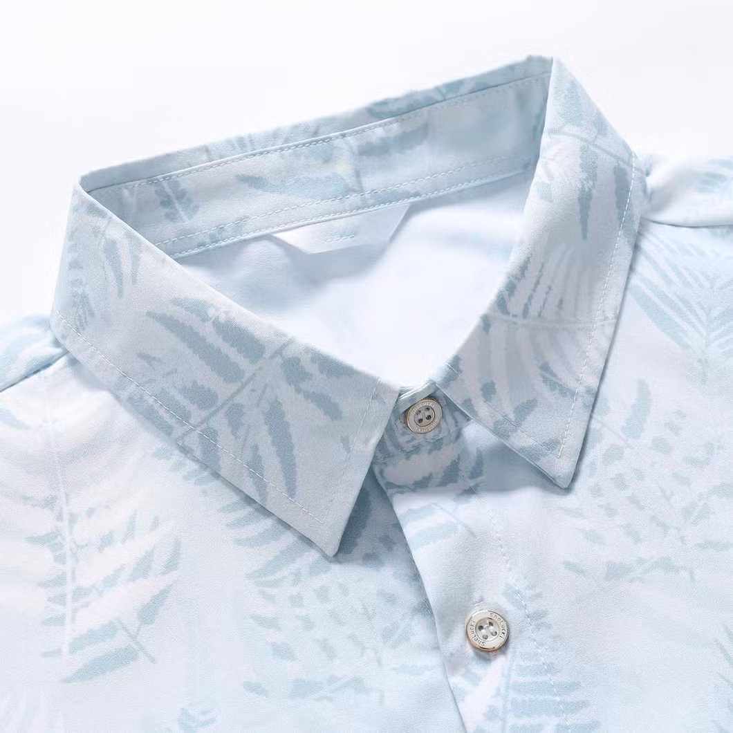 Factory Customized Mens Linen Shirts Hawaiian Floral Beach Short Sleeve Casual Dress Button Down Short Sleeve Work Clothes Outfits Shirts 2024
