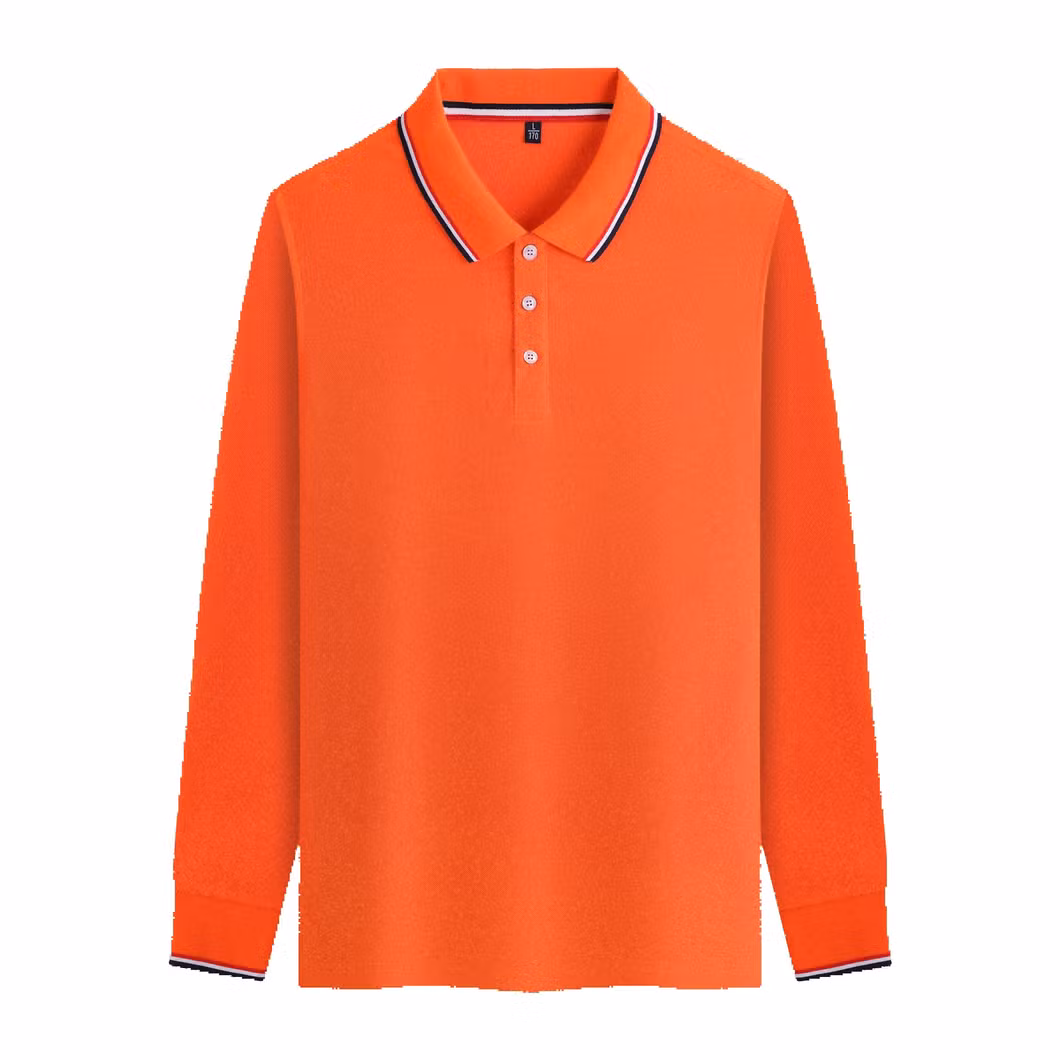 Autumn Color Collar Seaweed Cotton Color Matching Lapel Long Sleeve Polo Shirt