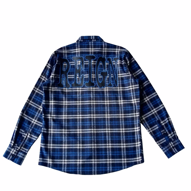Wholesale Custom Mens Color Check Long Sleeve Casual Red Plaid Button up Flannel Shirts for Men
