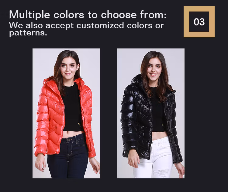 Fashion Red Stock Ladies Coat Light Weight Short Winter Long Waterproof Jacket for Women