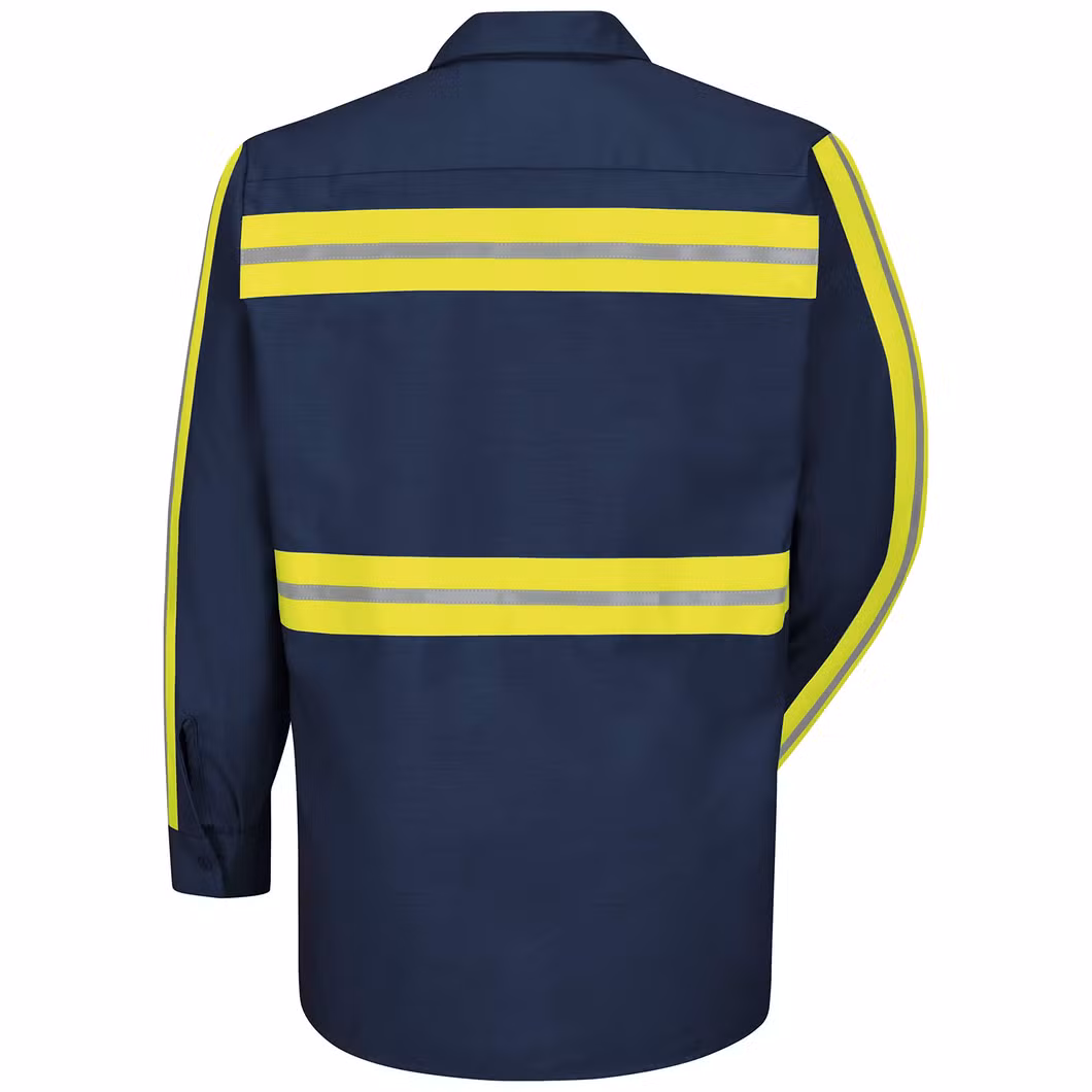 Men&prime; S Workwear High Visibility Cotton Hi Vis Work Shirt Industrial 2 Piece Lined Collar Work Shirt