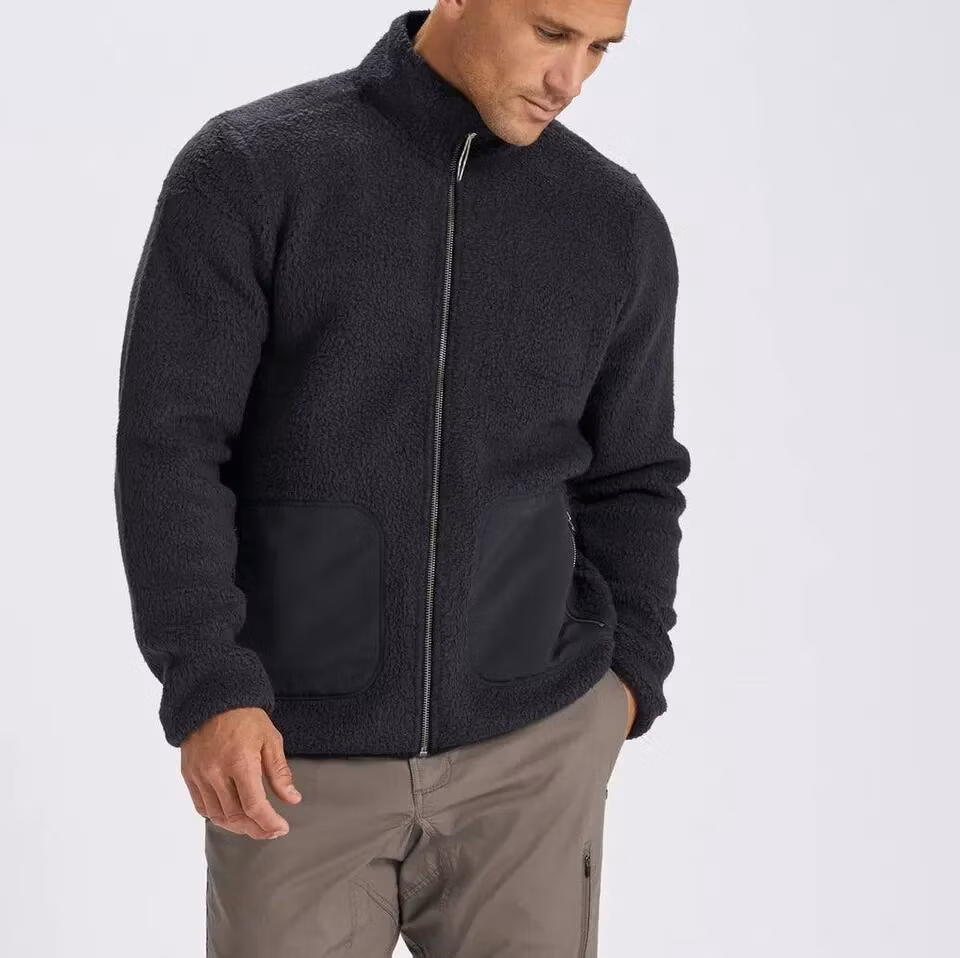 Custom Embroidery Fleece Jacket Premium Zip up Sherpa Fleece Jacket Mens