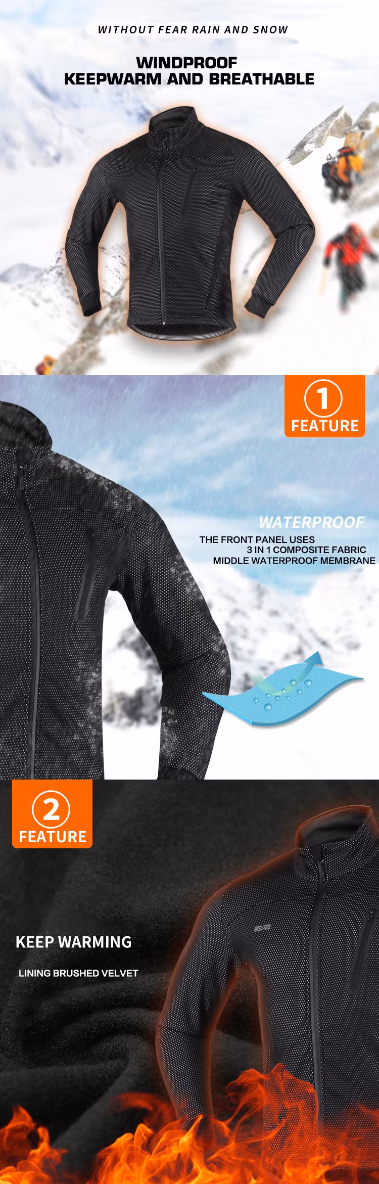 Winter Mens Best MTB Hi Vis/Reflective Lightweight/Waterproof Mountain Bike Riding/Cycling Jacket