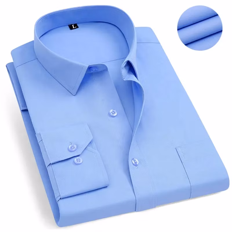 Quality Men Formal Solid Office White Shirt Long Sleeve Cotton Dress Shirts Office Uniform Wear Casual Business Shirt