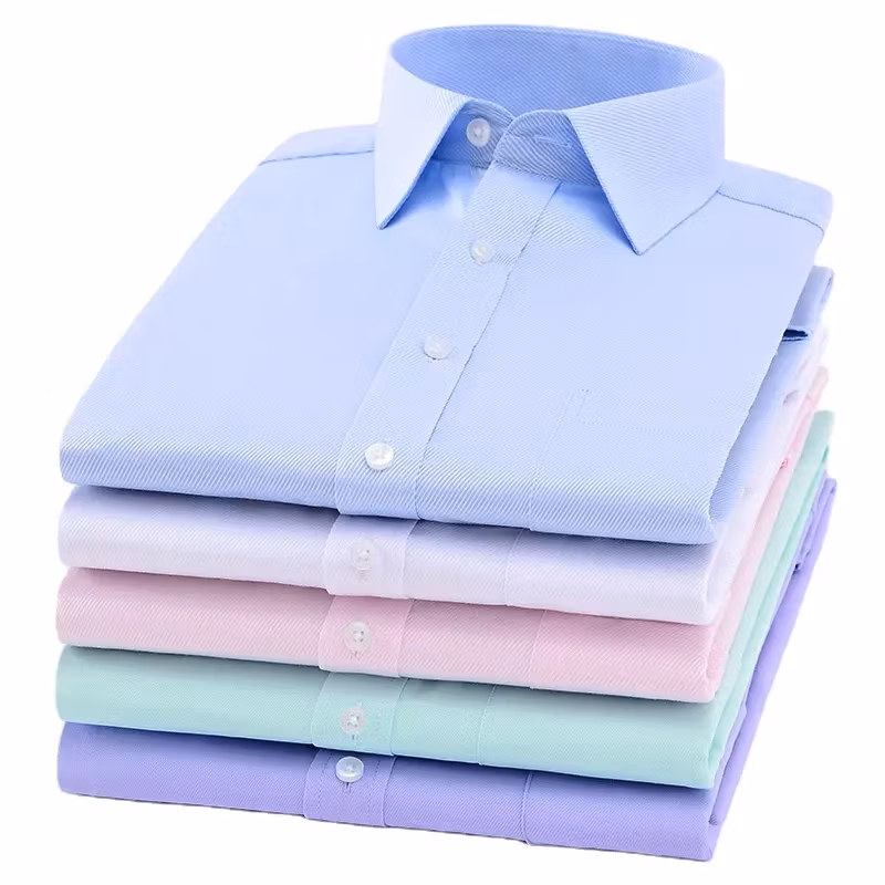 Quality Men Formal Solid Office White Shirt Long Sleeve Cotton Dress Shirts Office Uniform Wear Casual Business Shirt