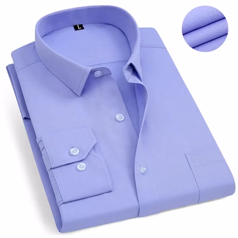 Quality Men Formal Solid Office White Shirt Long Sleeve Cotton Dress Shirts Office Uniform Wear Casual Business Shirt