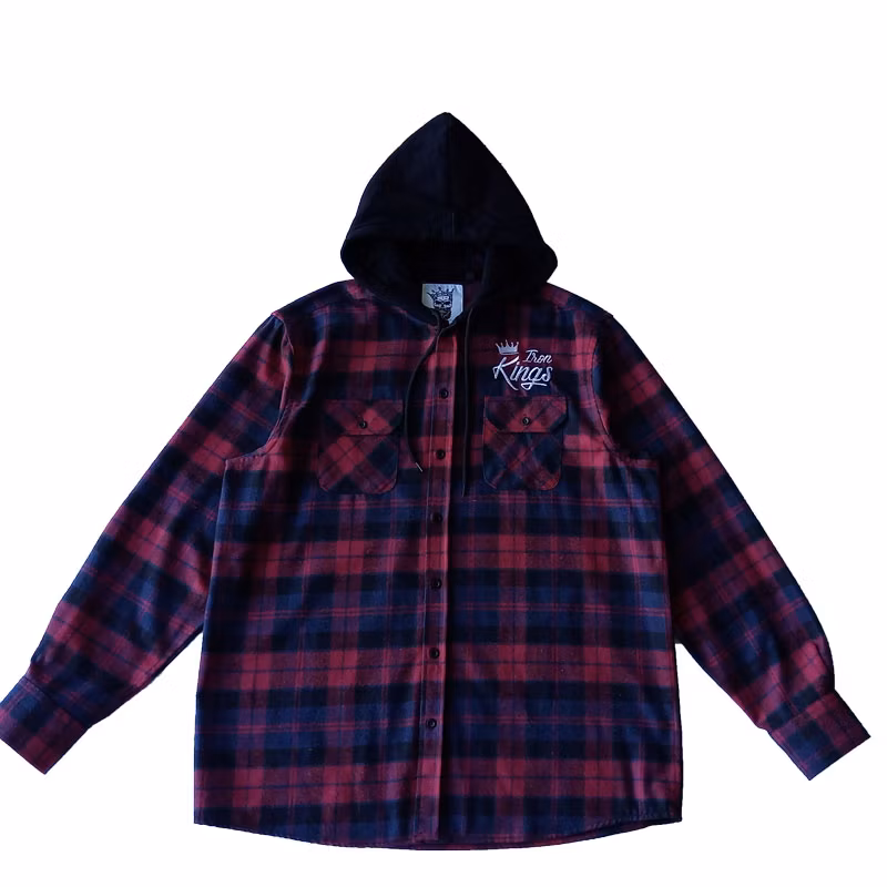 Wholesale Custom Mens Color Check Long Sleeve Casual Red Plaid Button up Flannel Shirts for Men