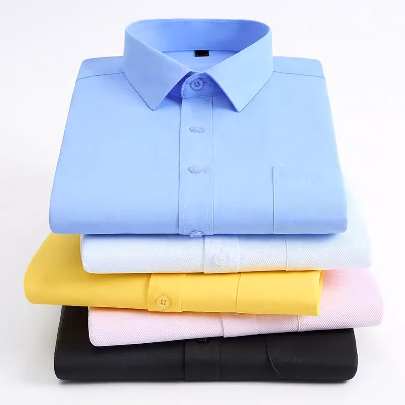 Quality Men Formal Solid Office White Shirt Long Sleeve Cotton Dress Shirts Office Uniform Wear Casual Business Shirt