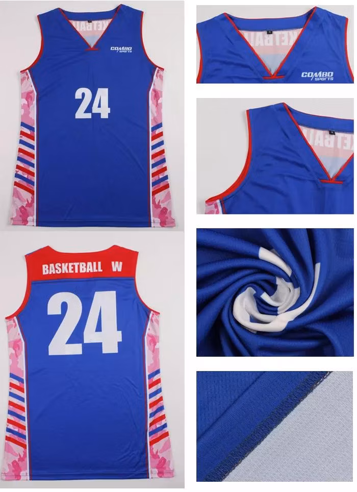 100% Polyester Sublimation Full Red Color Dry Fit Basketball Shirts for Man