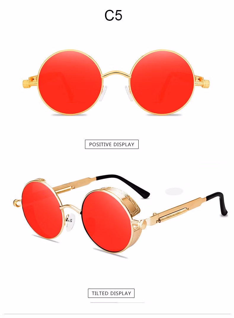 Fashion Round Frame Sunglasses High Quality Punk Metal Sun Glasses for Men and Women
