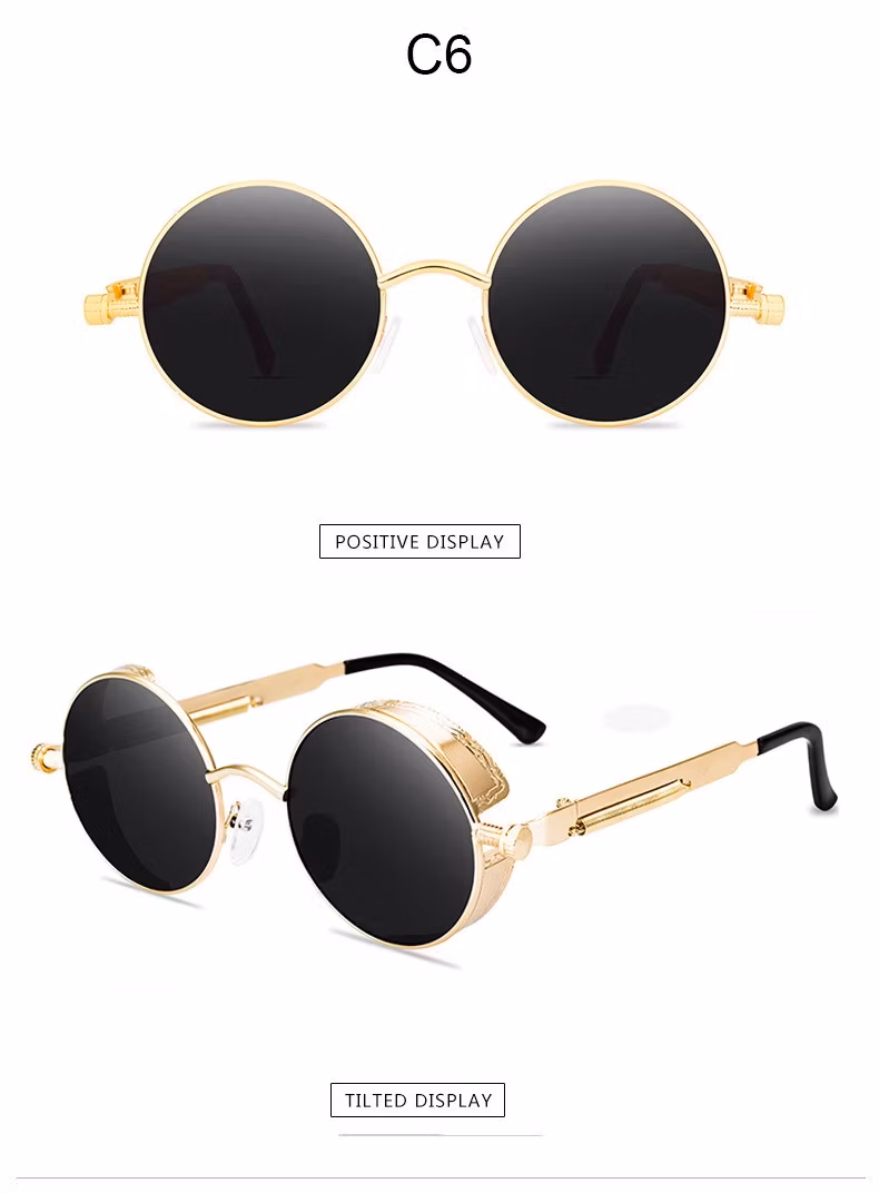 Fashion Round Frame Sunglasses High Quality Punk Metal Sun Glasses for Men and Women