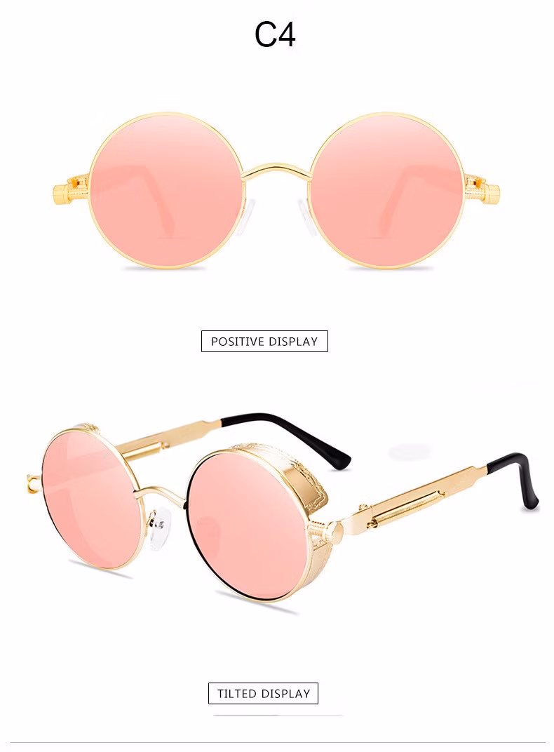 Fashion Round Frame Sunglasses High Quality Punk Metal Sun Glasses for Men and Women
