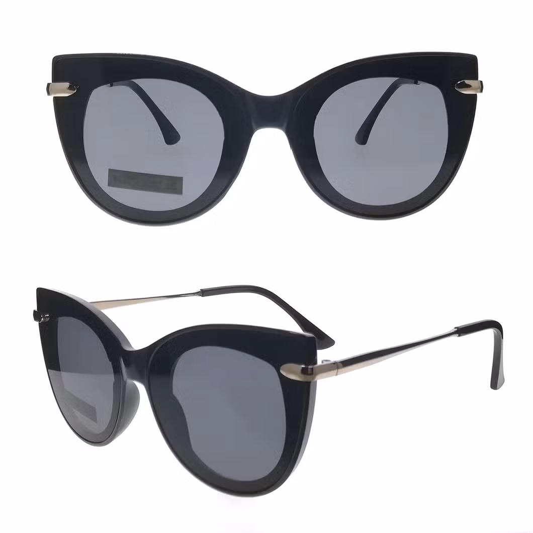 Large Cat Eye PC Fashion Sunglasses with Metal Temple