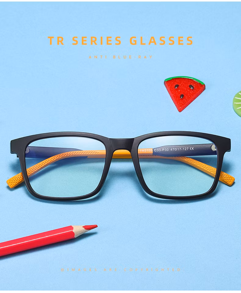 Children&prime; S Anti-Blue Glasses European and American Fashion Flat Glasses Frame Tr90 Two-Color Goggles 5105 Can Be Equipped with Myopia