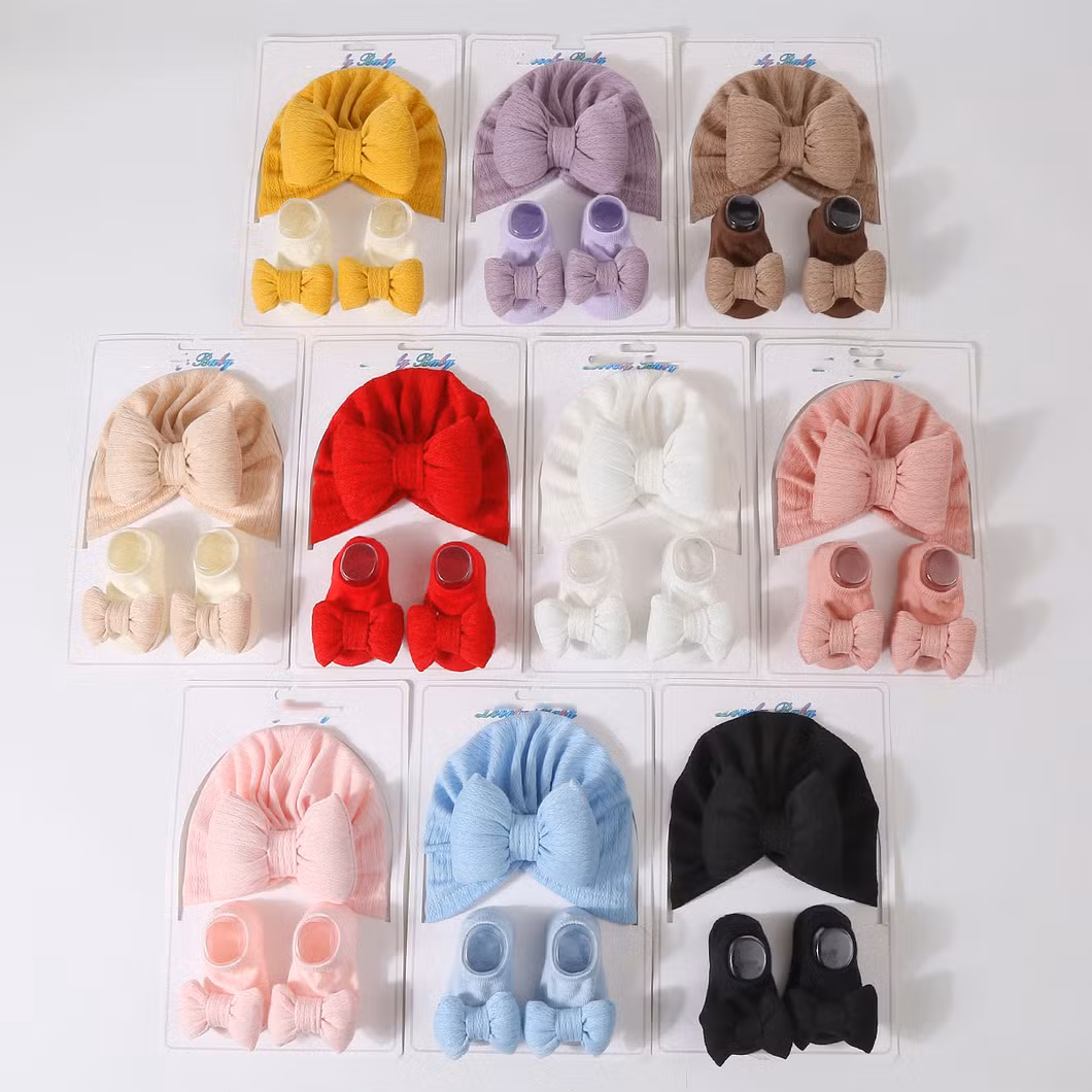 Hot Sale Baby Solid Color Beanies Head Wraps Kids Turban Lovely Shiny Bowknot Headbands High Quality Autumn Spring Kids Beanie