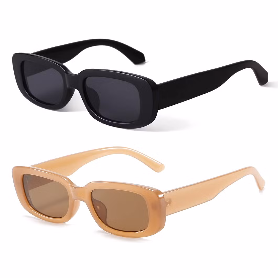 Rectangle UV400 Sunglasses 2024 Custom Fashion Designer Vintage Square Gafas De Sol Narrow Square Frame