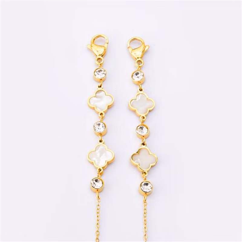 Elegant Ins Flower Butterfly Stainless Steel 18K Gold Plated Clover Sunglasses Chain