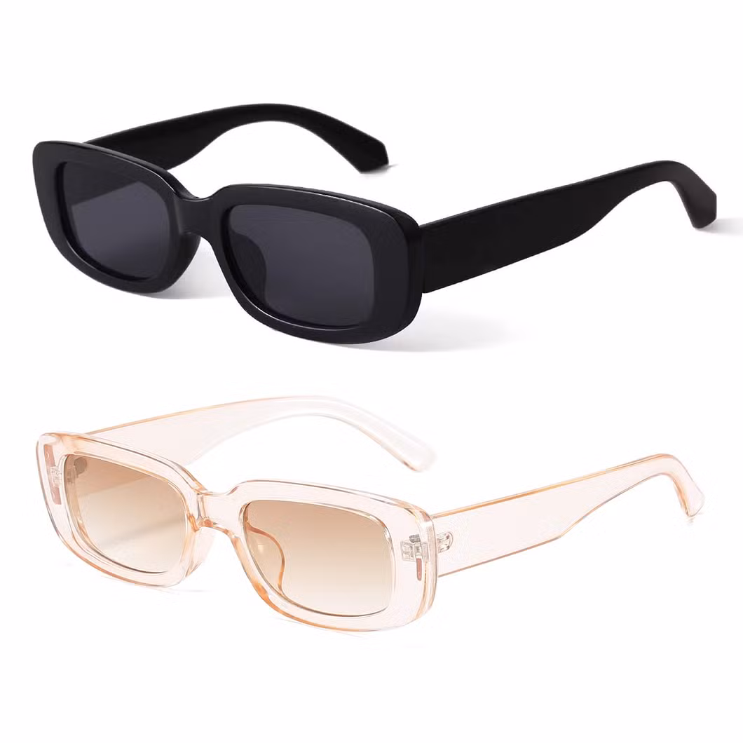 Rectangle UV400 Sunglasses 2024 Custom Fashion Designer Vintage Square Gafas De Sol Narrow Square Frame