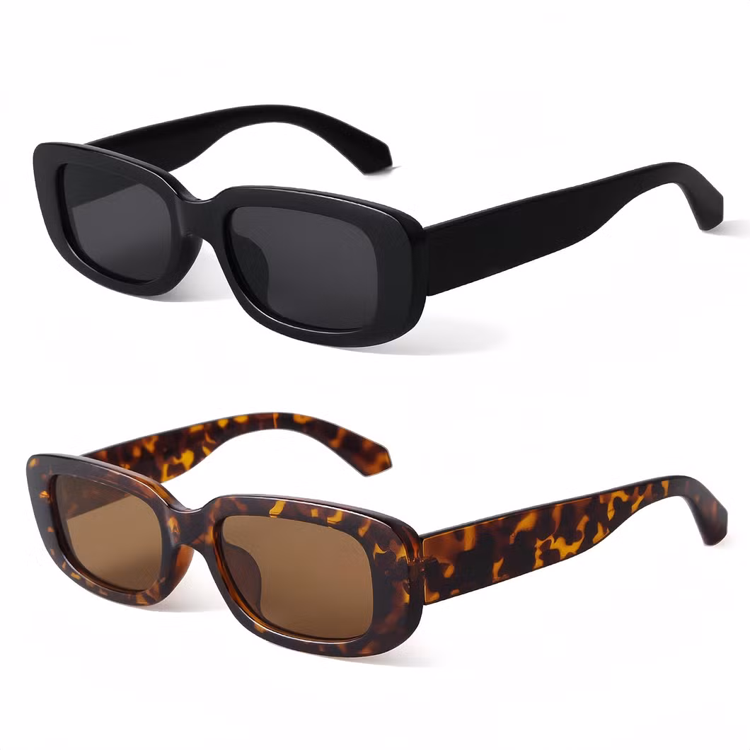 Rectangle UV400 Sunglasses 2024 Custom Fashion Designer Vintage Square Gafas De Sol Narrow Square Frame